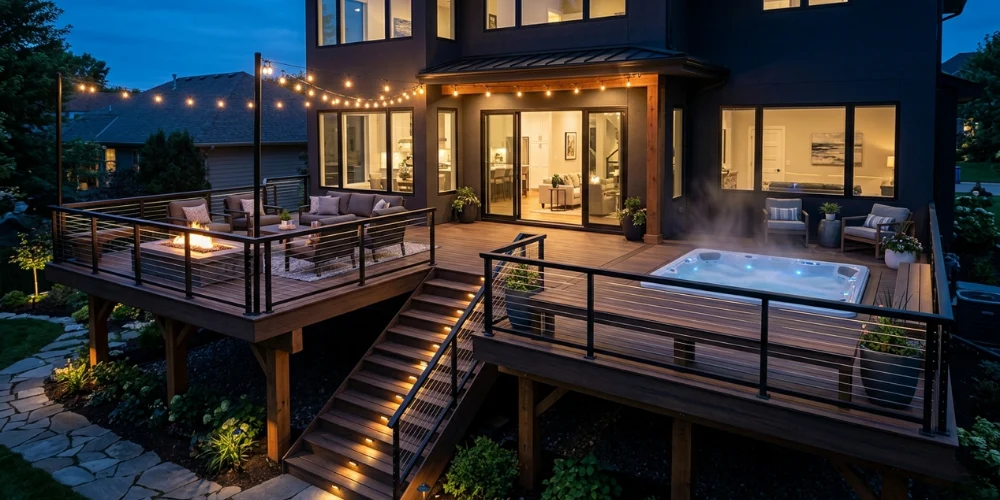 Fire Pit + Hot Tub Combo Deck