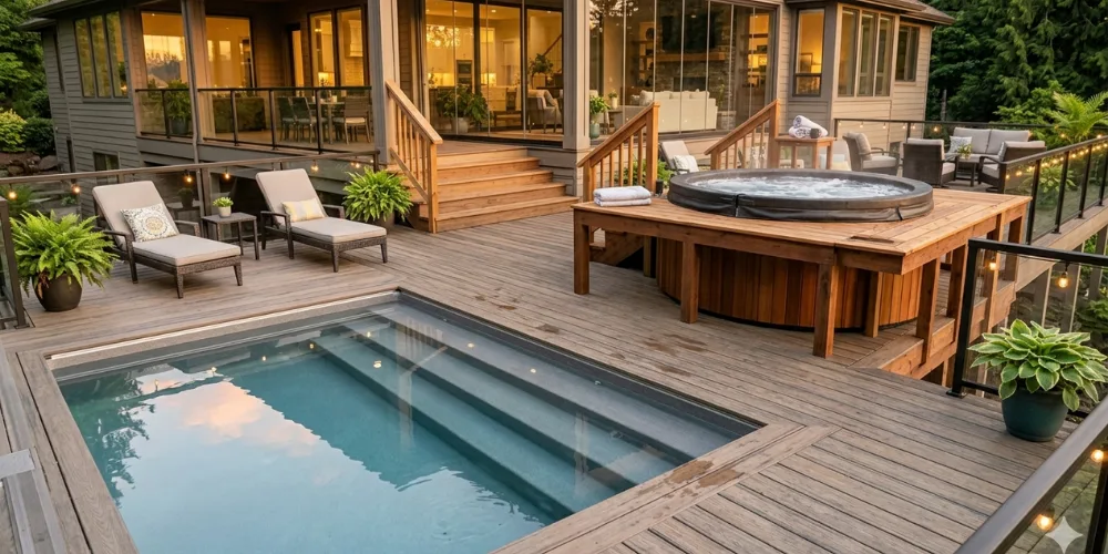 Pool + Hot Tub Multi-Level Deck