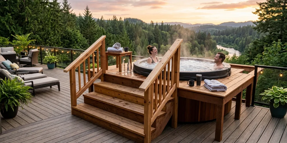 Raised Platform Hot Tub Deck