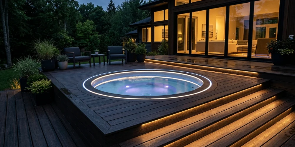 Recessed Hot Tub with Mood Lighting